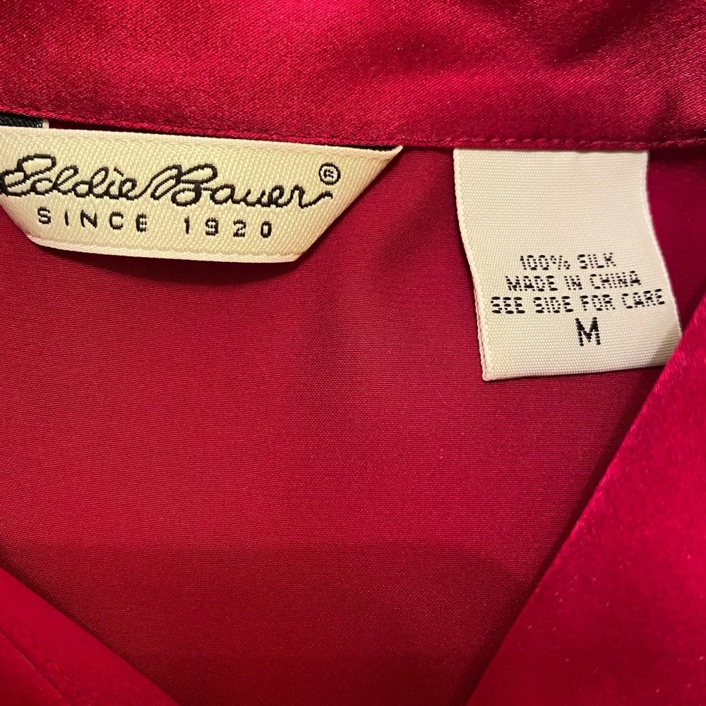 Eddie Bauer red silk blouse size M - Picture 5 of 6